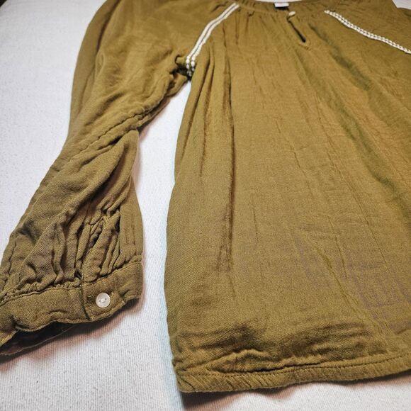 Womens Old Navy Olive Green Blouse Size M Cottagecore Peasant Prarie Boho Fairy - Picture 5 of 8